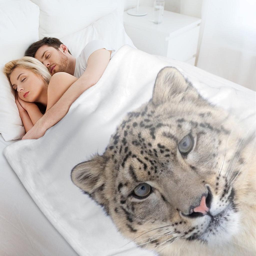 Portrait of a Snow Leopard Throw Blanket Valentine Gift Ideas Summer Beddings Thins Warm Blankets