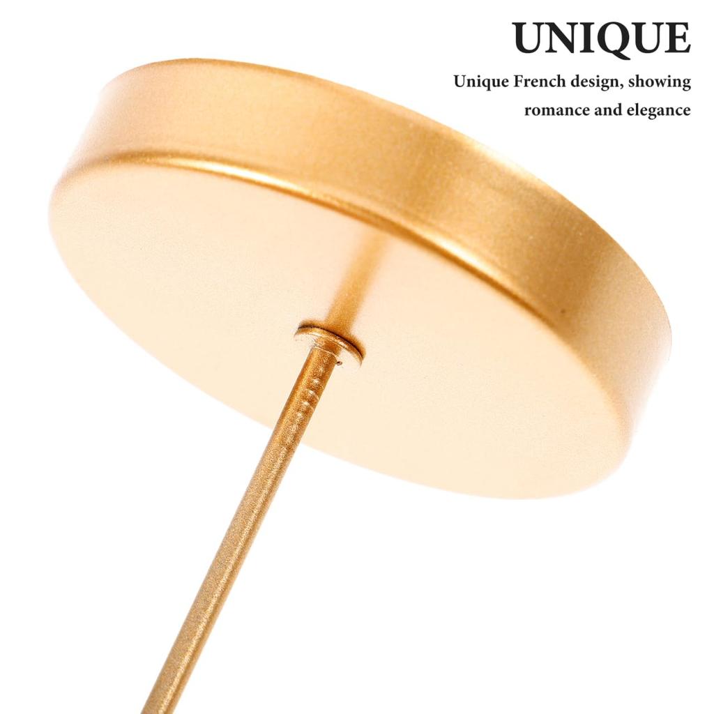 MUCKLILY 6-Piece Round Candle Spike Plates, Durable and Reusable Iron Candlesticks for Pillar Candles, Perfect for Weddings, Home, and Parties, Gold