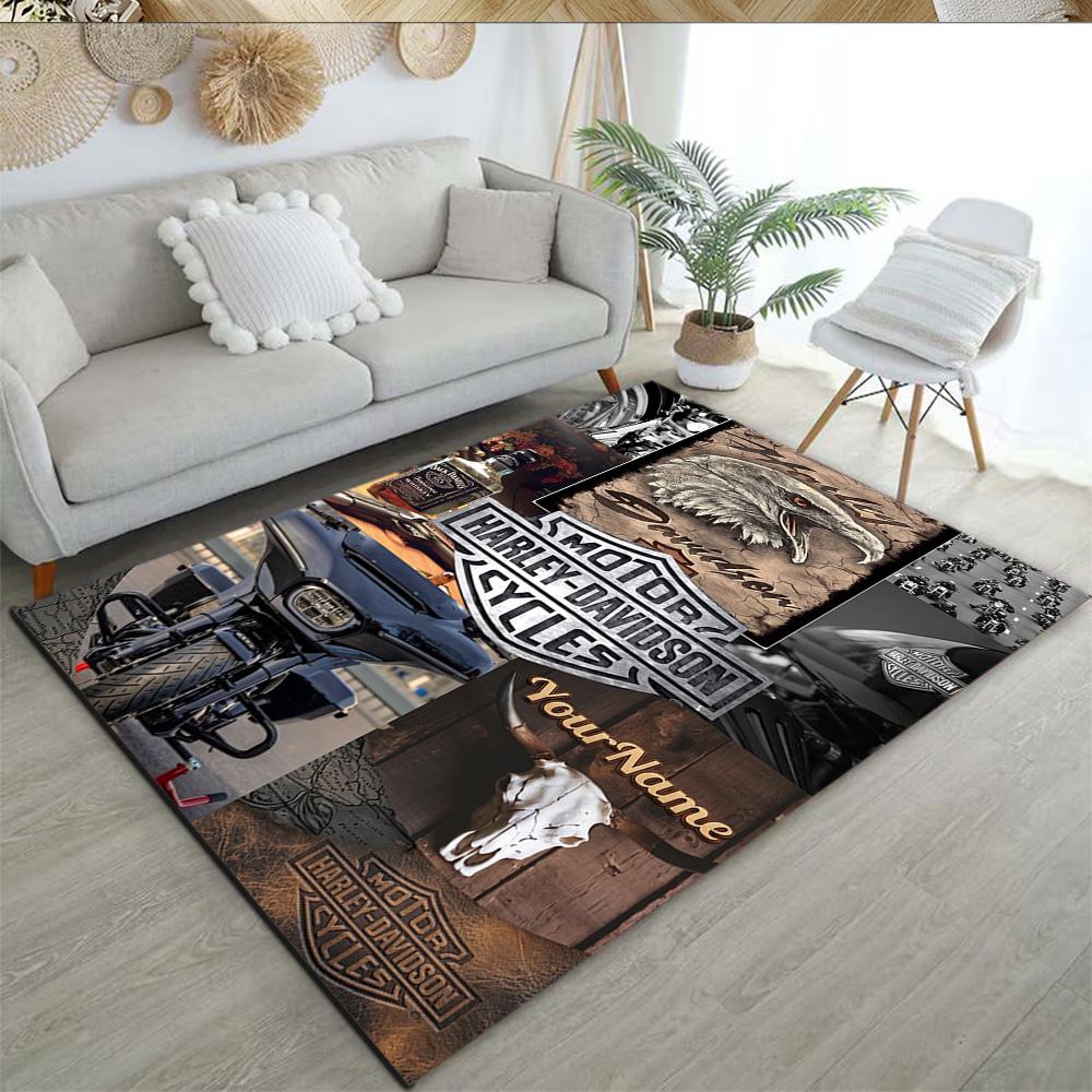Harley-davidson Motorcycles Personalized Text Area Rug Perfect for Kitchen Dormitory Playrooms Hallway Anti-slip Rug Decorate Offices