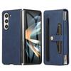 Magnetic Snap-On Case Galaxy Z Fold5 Fold4 Full Coverage Shockproof Leather Hybrid Cover With Hidden Stand