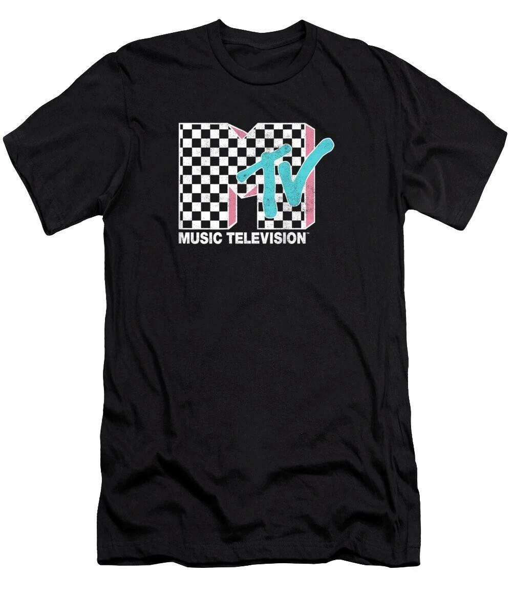 MTV Neon 80 s Promo Black Cotton T -Shirt XL 3XL