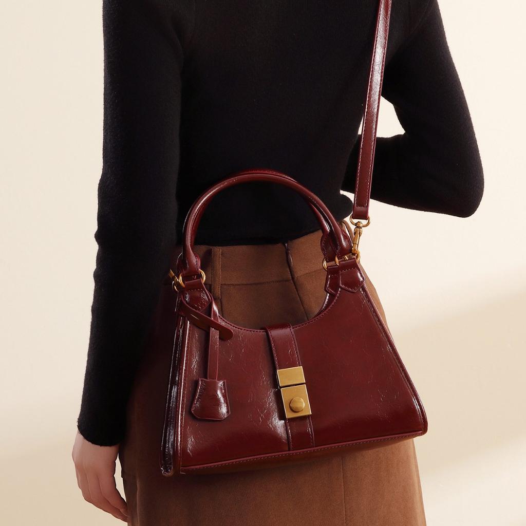 Bucket Bag, Retro Oil Wax Leather Single-shoulder Versatile Handbag, Crossbody Bag