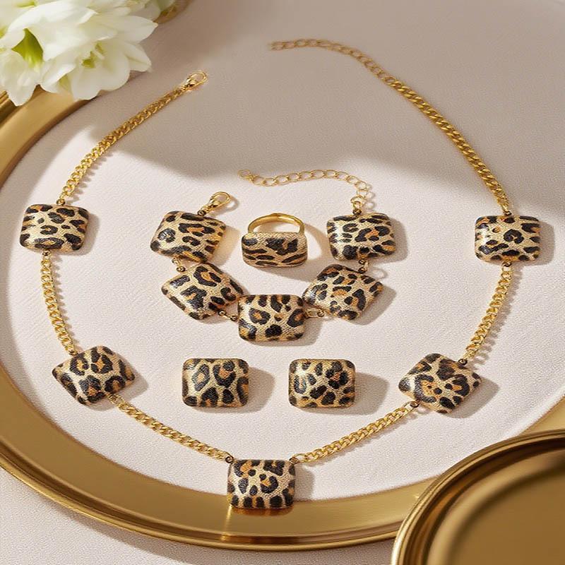 

Ретро геометричні сережки, кольє, набори прикрас з леопардовим принтом, нішеве відчуття дизайну, осінньо-зимовий темперамент, вишукане відчуття леопард друку кольору