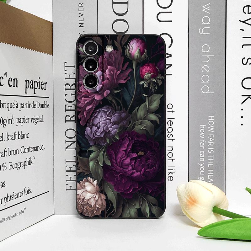 Vintage Peony Floral Art Flower Pattern Phone Case for Samsung Galaxy S25 S24+ S23 Ultra S22 Plus S21 FE S20 M53 M55 Soft Cover