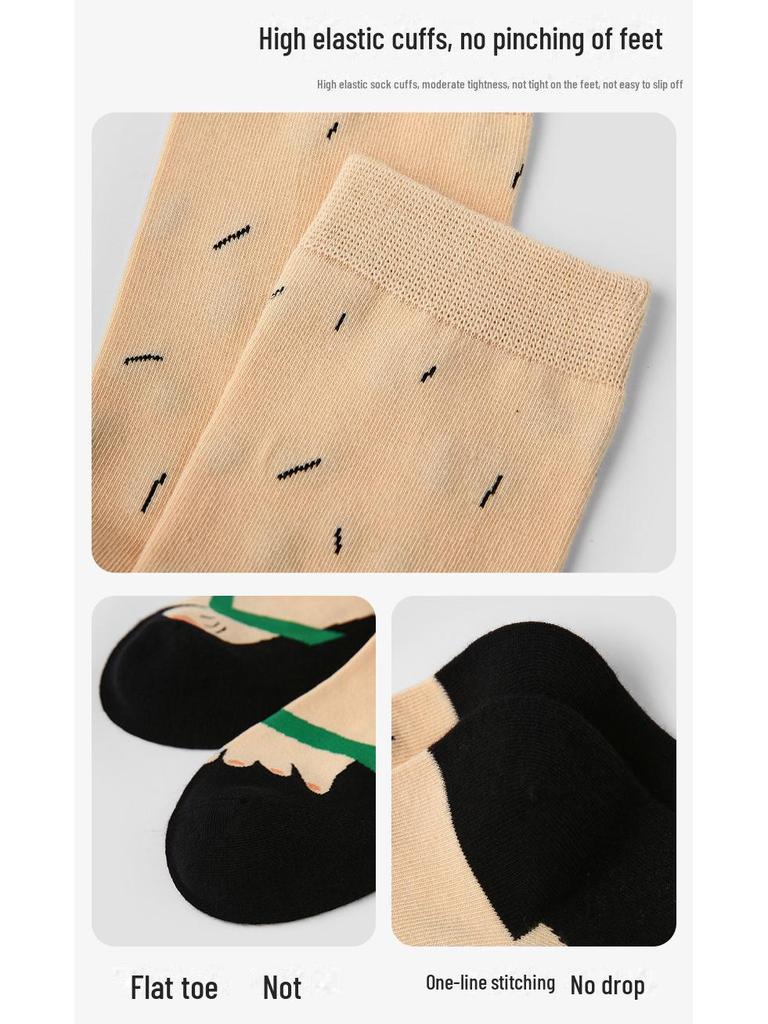 Șosete Desen Animat Creative Renaștere: Vară pentru femei, Bumbac sport pentru bărbați, Amuzanți până la jumătatea gambei, Primăvară și Toamnă, Unisex.