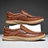 Men's Genuine Leather Slip-On Moccasins - Comfortable Casual Driving Shoes for Spring and Summer.
