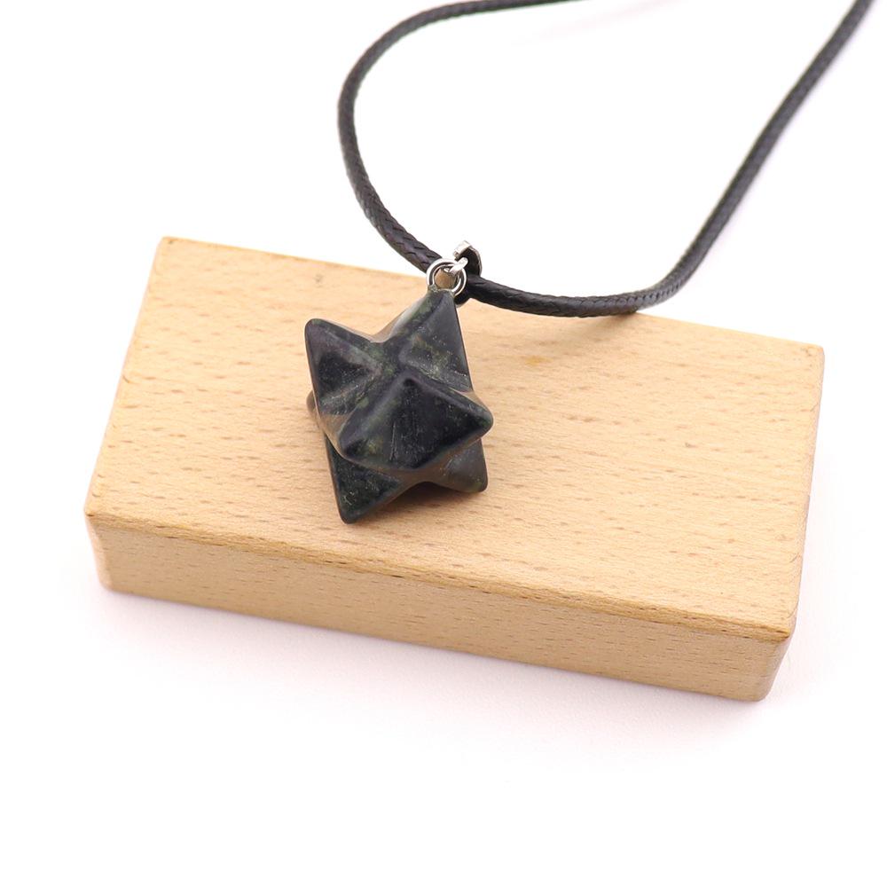 Large Agate Crystal Pendant: 24mm Kabbalah Star with Amethyst & Rose Quartz Hexagram Necklace.