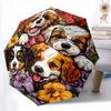 0106 Dog In Flower Bush  Pattern, Automatic Folding Umbrella, Portable and Foldable Design, 8 Ribs, a Christmas or Birthday Gift.