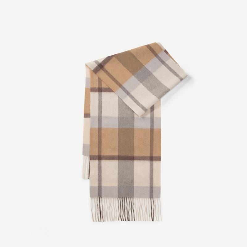 High quality plaid 100% wool scarf, female Korean atmosphere scarf, versatile simple fringed shawl