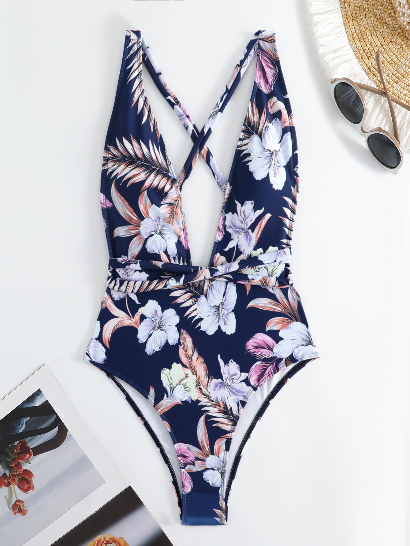 

Женский слитный купальник с глубоким V-образным вырезом, утягивающий, с открытой спиной Large