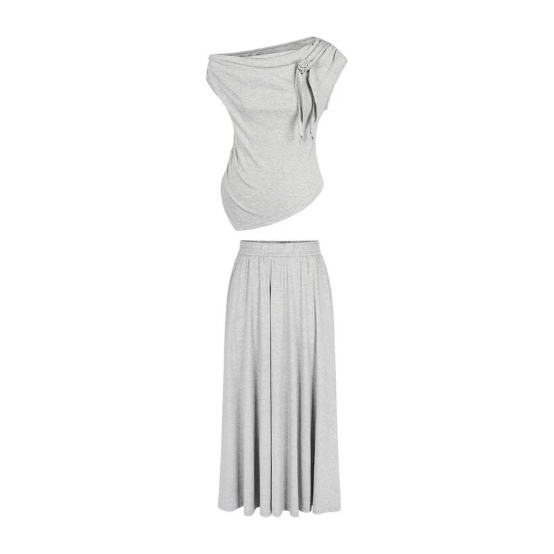 FivePlus Elegant Drape Collar Two-Piece Set