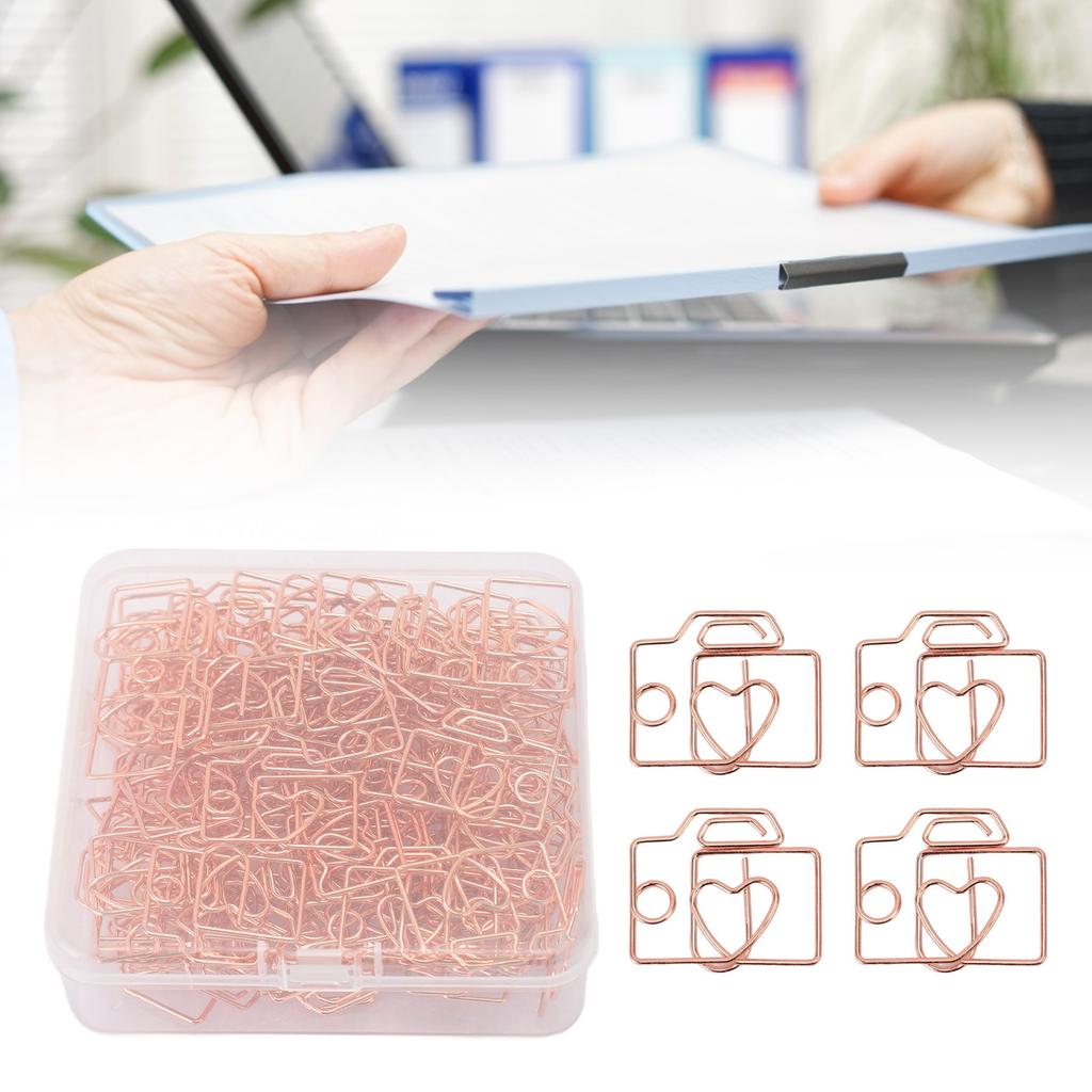 80 Peças Clip de Papel Ferro Formato de Câmera Fofo Marcadores de Página Clip para Planejador com Caixa de Armazenamento para