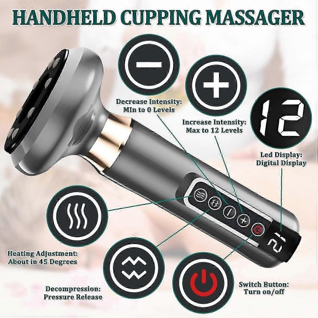 Cellulite Massager, 12 Gear Adjustable Body Sculpting Cellulite Machine, Smart Electric Suction Cupping Therapy Set, Rechargeable