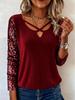 European-American Fashion Sequin Patchwork V-neck Long Sleeve Women's Top