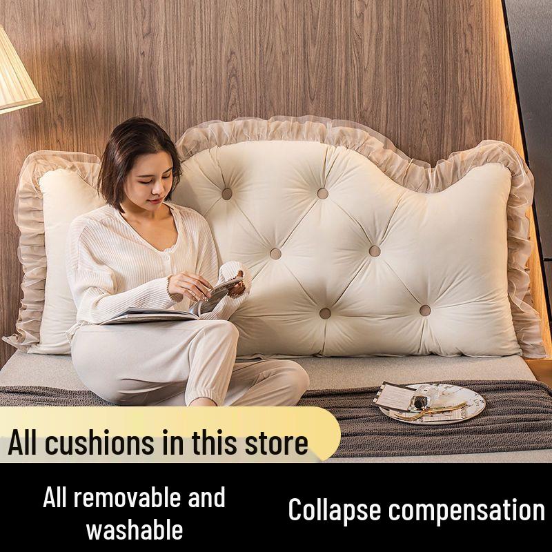 Princess Crown Removable & Washable Headboard Cushion – Large, Soft Upholstered Lumbar Pillow for Bedside & Tatami
