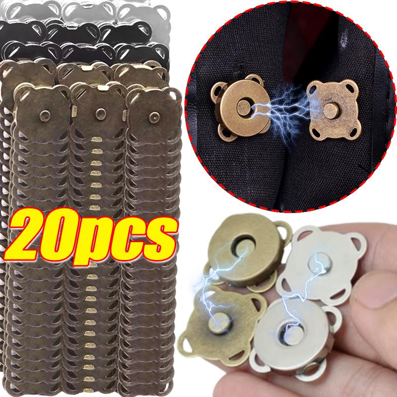 20pcs Metal Snap Magnet Button Magnetic Double Rivet Fastener Clasp Closure Buckle for Clothes Bag DIY Craft Sewing Accessories