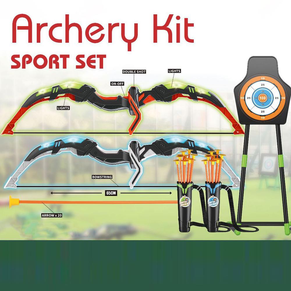 Kids Bow and Arrow Set with Lights Luminous Bow and 20 Suction Cup Arrows Set Indoor and Outdoor