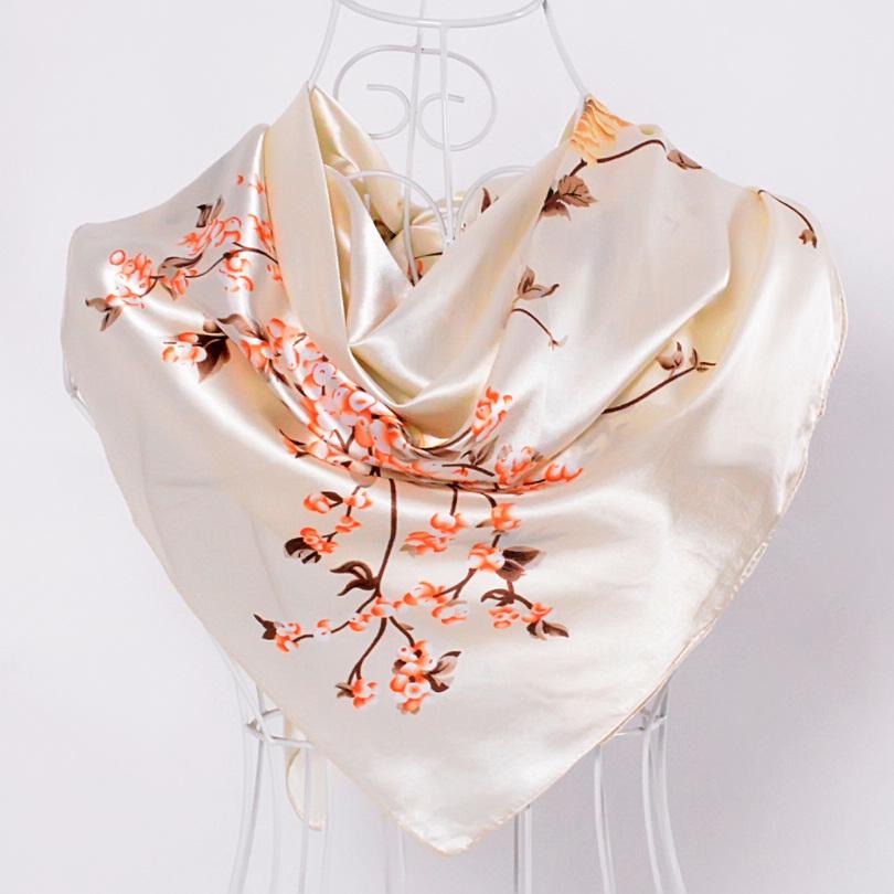 [BYSIFA] Navy Blue Chinese Roses Large Square Scarves New Female Elegant Large Silk Scarf Fashion Ladies Accessories 90*90cm