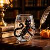 Graviertes saisonales Trinkgeschirr Halloween Glasbecher, Geprägter Kürbis Geist Katze Fledermaus Trinkglas, Herbst Tischdekorationen Gruselige Stiellose Getränke