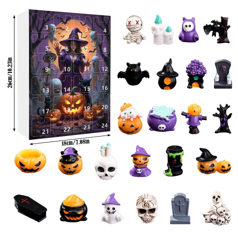 

2025 Halloween Advent Calendar Countdown Gifts 24Pcs Horror Figures Cartoon Ghost Pumpkin Shape Figurines Surprise Box For Kids S