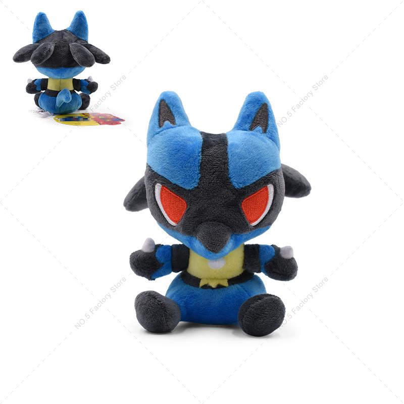 16-31cm Standing Lucario Shiny Plush Doll Cute Mega Riolu Animal Stuffed Quality Peluche Toy Children Halloween Gifts
