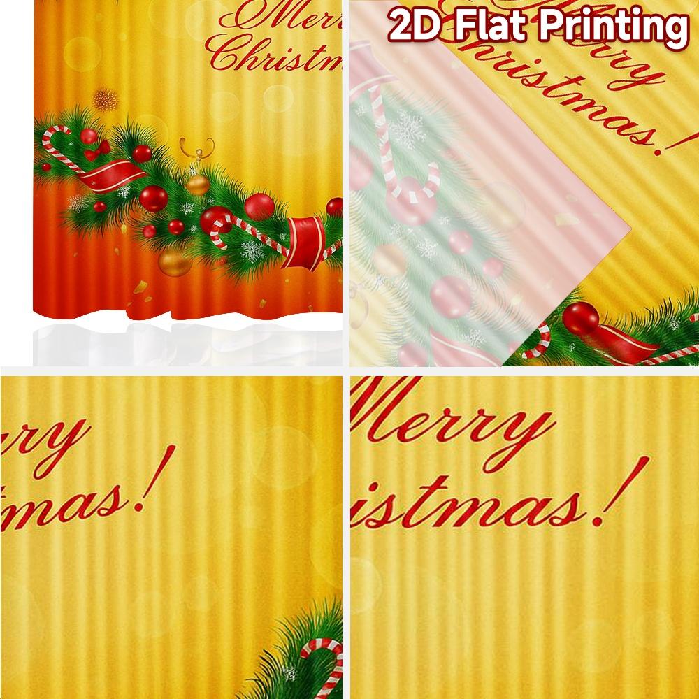 2pcs, 2D FLAT PRINTING Curtains (Without Rod) Festive Curtain Minimalist Holiday Curtains Versatile Polyester Fabric Curtains