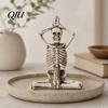 Resin One-piece Molding Skull Halloween Yoga Skeleton Statue, Funny Dead Figure for Party Decor, High Detail Decoration Gothic Ornament Haunted House,