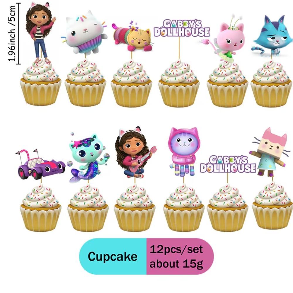 Gabby Birthday Party Plates Cups Napkin Balloons Cat Dollhouse Party Supplies Disposable environmental Tableware Picnic portable