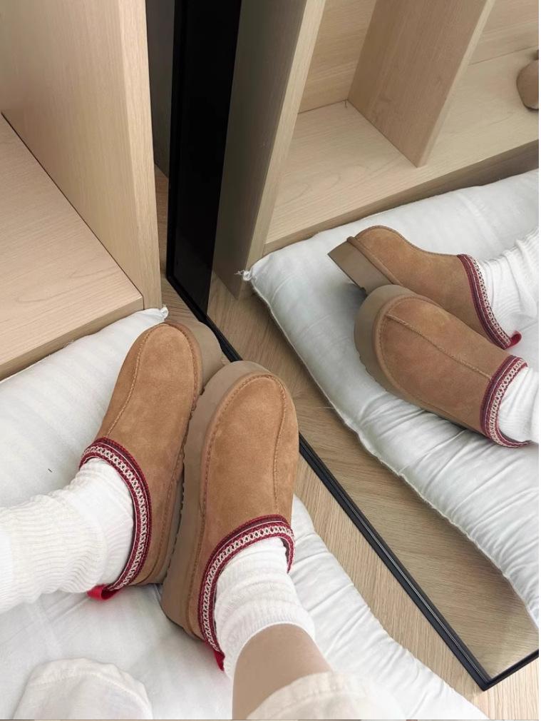 Sangpo Ethnic-Style Women's Winter Boots - Leather & Fur, Thick Sole, Height-Boosting, Velvety Warmth, Cotton Lining