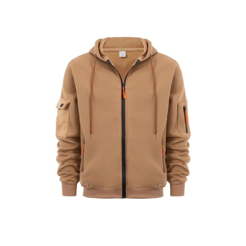 

Spring Autumn Loose Casual Zipper Hoodies Male Pocket Fashion All-match Hooded Sweatshirt Men Cardigan Top 3XL верблюд