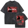 Anime Chainsaw Man Pochita and Denji Washed Vintage Tshirt Cartoon Manga Graphic T Shirt Men Casual Cotton Oversized Tshirts