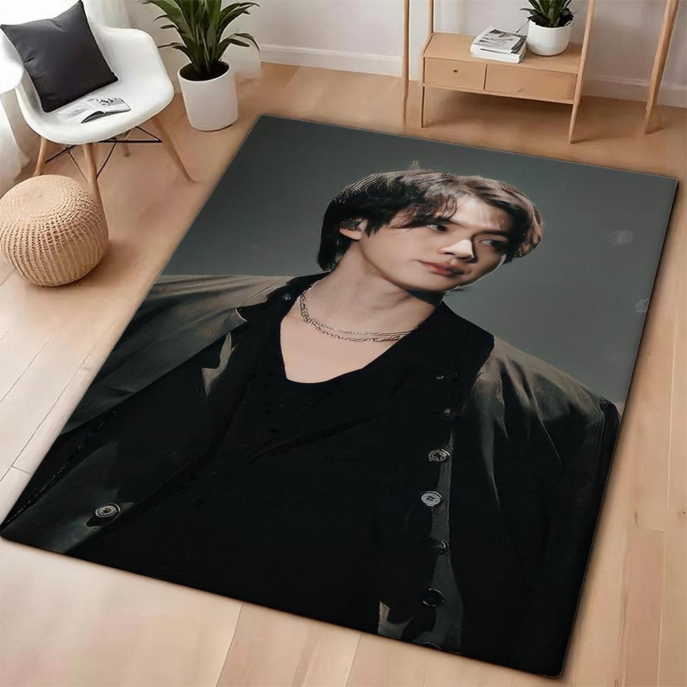 Idol Jin Stylish Black Fashion Indoor Rug Soft Texture Nonslip Carpet For Bathroom Kitchen Home Party Decor Valentine'S Day Gift