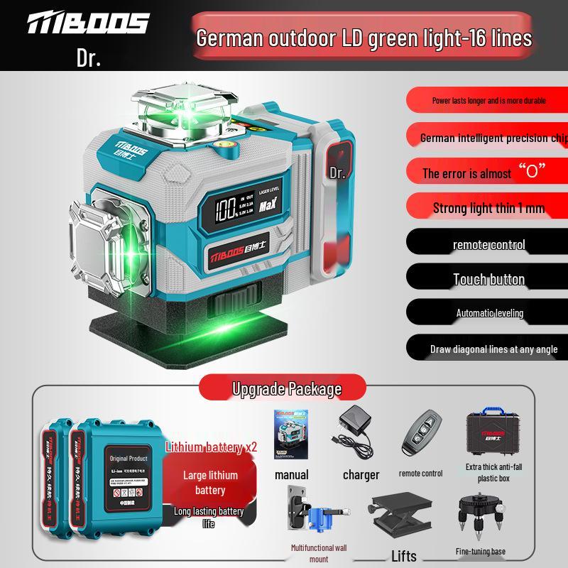 High Precision 16-Line Green Laser Level with Infrared and Strong Light