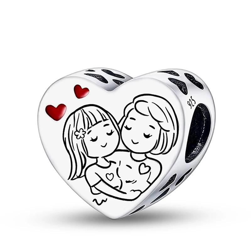 Copper Love Heart Shaped Cute Charms Beads Fit Diy Bracelet Bangle Making Gift Of High Quality Jewelry For Womens