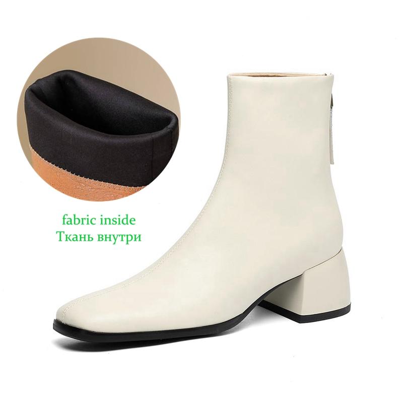 Krazing Pot Cow Skin Winter Square Toe Thick Heels Chelsea Fashion Boots Women Zip Office Lady Women Ankle Boots