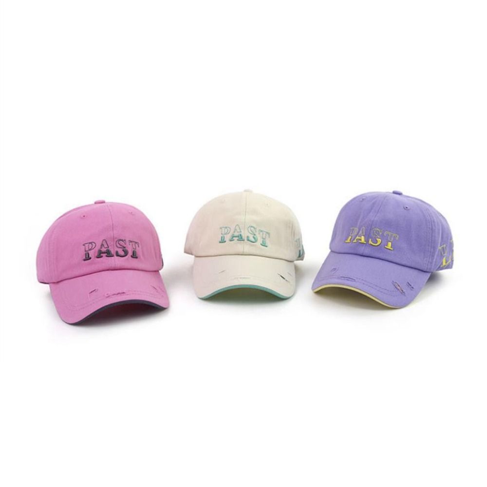 Letter Embroidery Tattered Jeans Sun Hat Cotton Peaked Cap Simple American Retro  Baseball Cap  Men