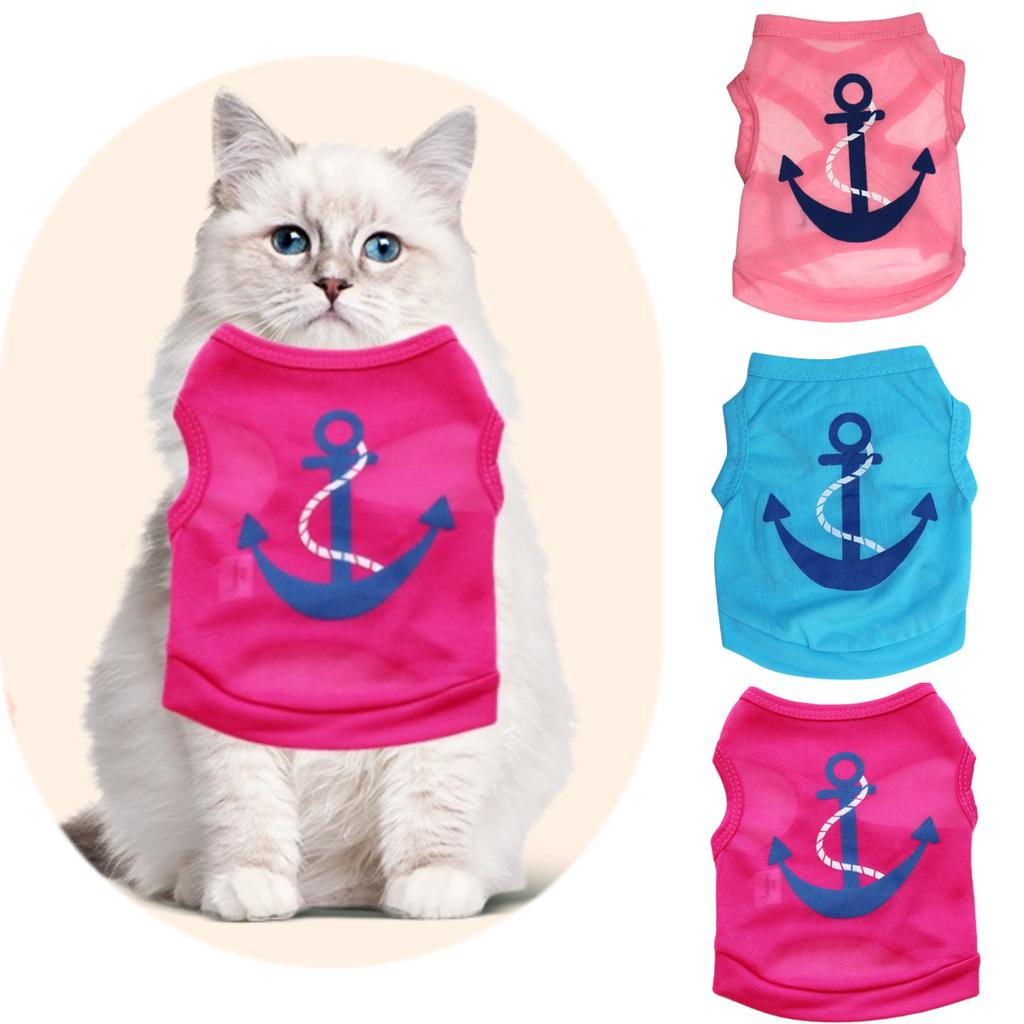 Striped Dog Anchor Vest Pets Cloth Summer Puppy Coat T Shirts Cat Casual Costume