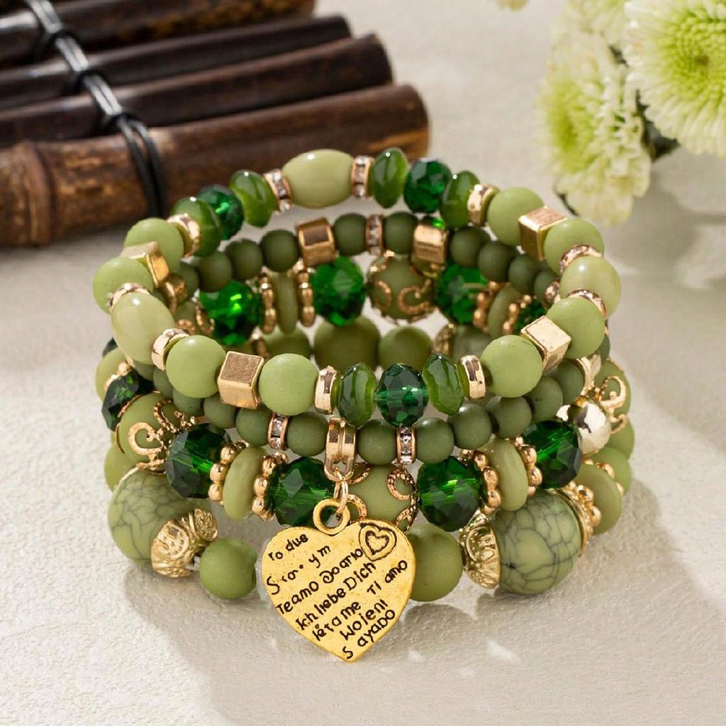JYL TS Bracelet  Bohemian Elephant Heart Pendant Multilayer Brings Luck & Harmony