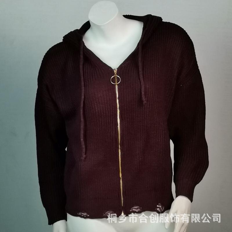 Damen S Kapuzenpullover mit Reißverschluss Lockerer Schnitt Unregelmäßiger Pullover