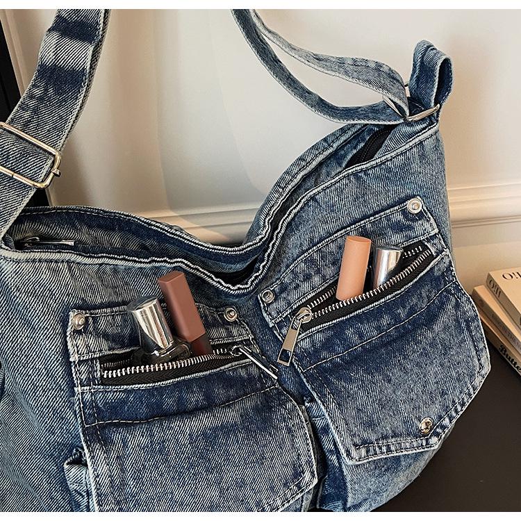 2026 Versatile Large-Capacity Personalized Denim Tote & Crossbody Bag