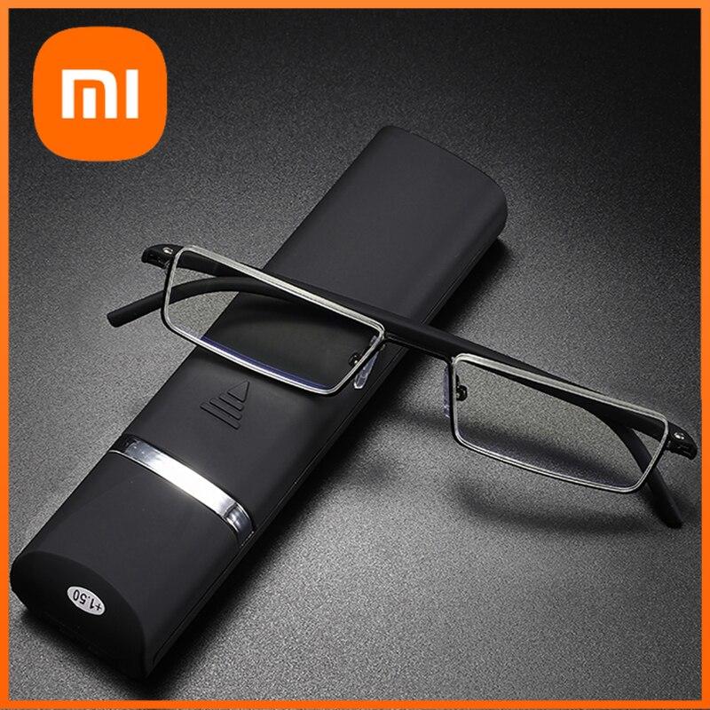 Xiaomi Metal Anti-Blue Light Reading Glasses Men Half Frame Prescription Eyeglasses Male Eyewear With Case +1.0 1.5 2.0 2.5 3.0 3.5 4.0