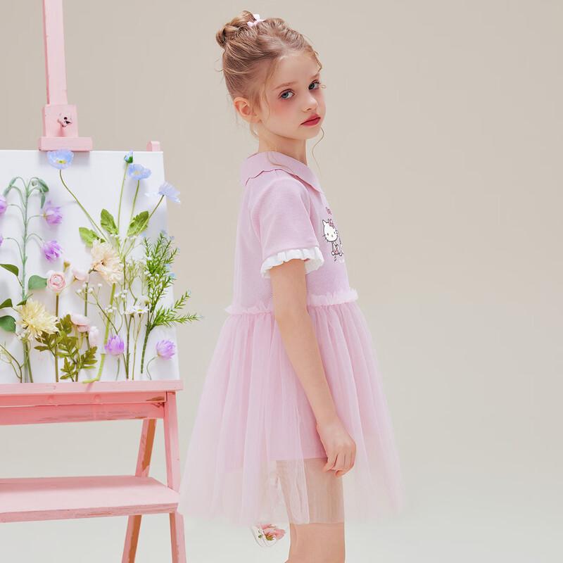 Hello Kitty Girls' Summer Cartoon Print Mesh Dress