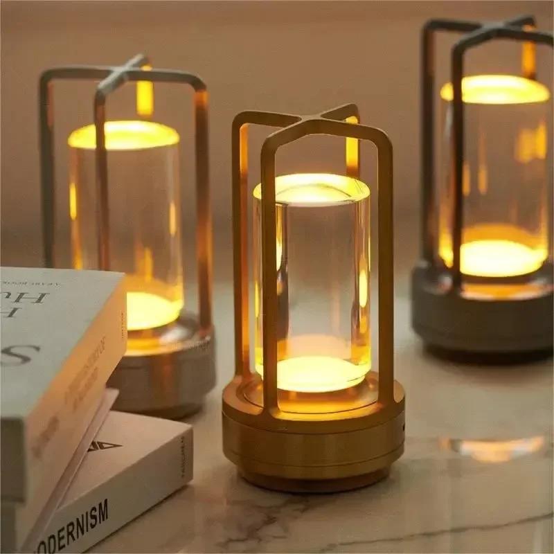 USB Charging Table Lamp Aluminum Restaurant Bar Desk Lamp Dimming Atmosphere USB Charging Touch Switch Decoration
