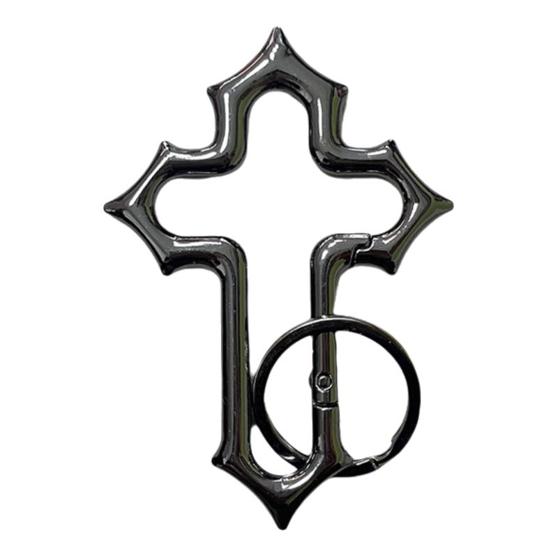 

Hollow Cross Metal Keychain Fashion Pendant Bag Charm Versatile Accessory for Daily Outfit Matching чорний
