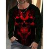 Men's Long-sleeved T-shirt 3D Printed High-definition Skull Stitching Printing Men's Autumn Tops Casual Round Neck Home Clothes