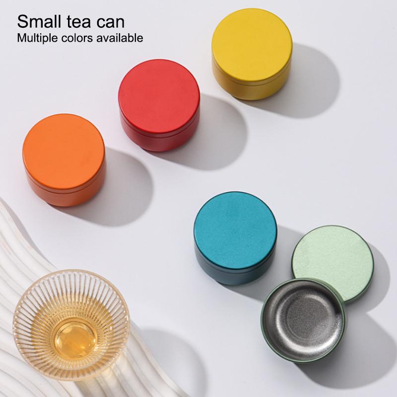 1/5Pcs Portable Tea Canister Mini Empty Pot Tea Box Candy Round Cans Thickened Iron Herb Sealing Jar Spice Storage Organizer