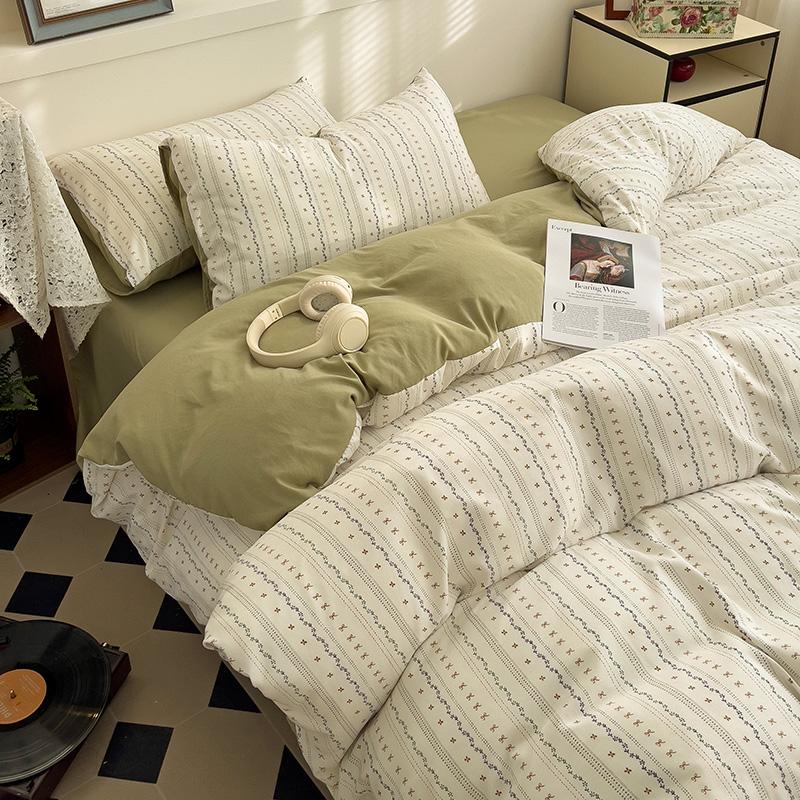 Ins Pink Flowers Bedding Set Flat Bed Sheet Duvet Cover Twin Full Queen Nordic Bed Linen Boy Girl Bedding Sets Floral Princess