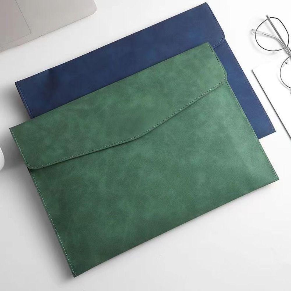 PU Leather A4 Folder Button Design Document Bag Thickened File Organizer