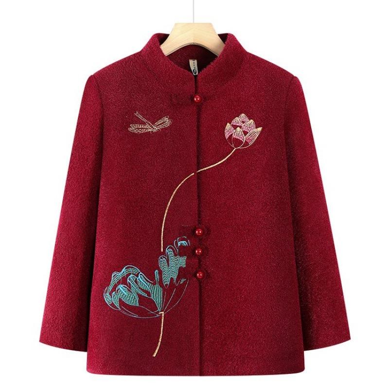 Winter Coat Fleece Thickened Winter Stand-up Collar Autumn and Winter Old Lady Clothes On Clothes