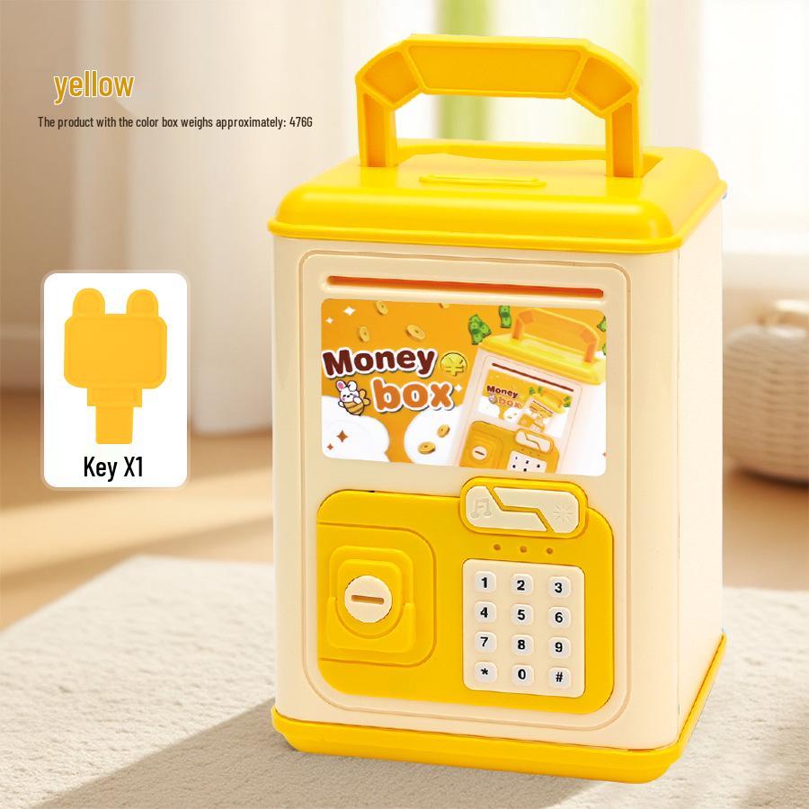 

Children s Secure Piggy Bank with Light, Music, Key, and Large Storage жёлтый